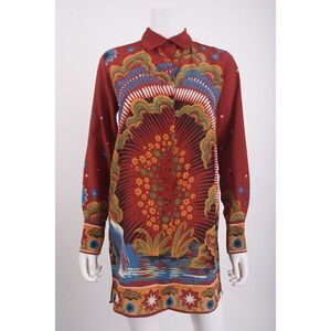 Valentino Womans Volcano Dress Blouse Enchanted Red Printed IT 40 US 4 Silk